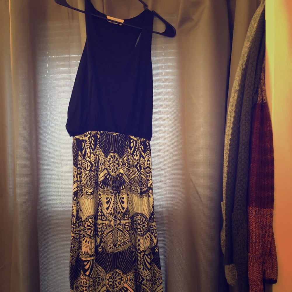 Black and Aztec print maxi dress